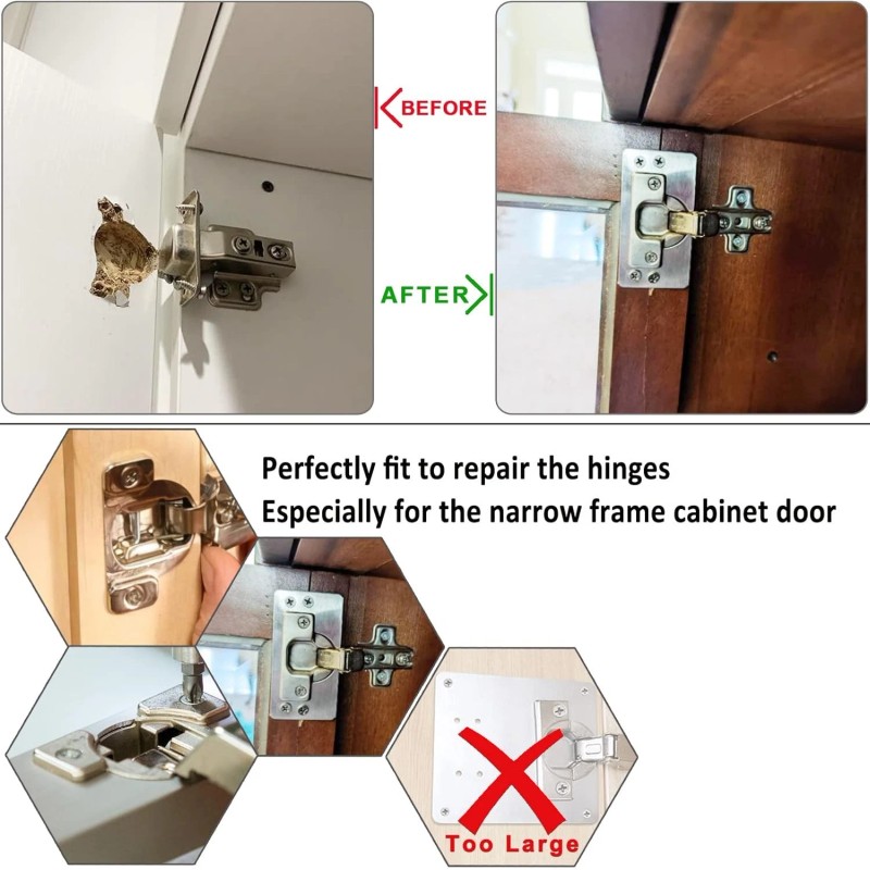 NoBrand 4Pack Cabinet Hinge Repair Plate with 2Pack Full Overlay