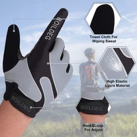 Boildeg Cycling Gloves, Non-slip And Shock-absorbing Mountain Bike Gloves, Bright Colour, Unisex, Men, Women, grey, xxl