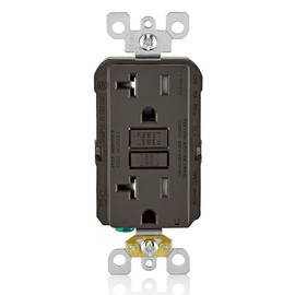 Leviton GFCI Outlet, 20 Amp, Self Test, Tamper-Resistant with LED Indicator Light, Protection from Electric Shock and Electrocution, GFTR2, Brown