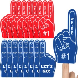48 Pieces Sport Party Favors Sports Fan Foam Finger Mini Foam Finger #1 Basketball Baseball Football Soccer Team Cheerleader Gifts for Sporting Events Games Birthday Party Supplies (Red, Blue)