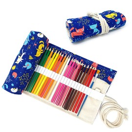 allydrew Pencil Roll Organizer, Colored Pencil Wrap Pouch (72 Slots), Cats & Birds