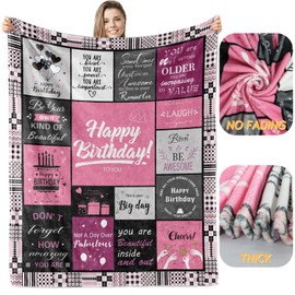 HISHERTOY Happy Birthday Gifts for Women/Her,Gifts for Women Birthday Unique,Best Birthday Gifts Ideas for Mom Sister Wife Grandma,Birthday Blanket for Women 50"×60"