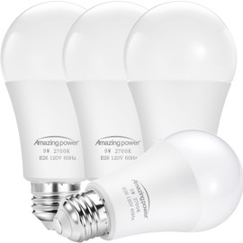 Amazing power Dusk to Dawn Light Bulbs, Sensor E26 LED Bulb 9W (60W Equivalent), 825LM, 2700K Soft White, Auto On/Off Light Bulbs for Outdoor Lighting, 4-Pack