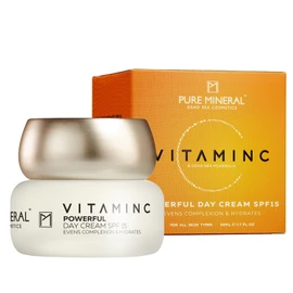 Pure Mineral Day Cream SPF 15 with Vitamin C for All Skin Types - Moisture & Protection - No Silicones, Sulphates, Parabens - 50 ml