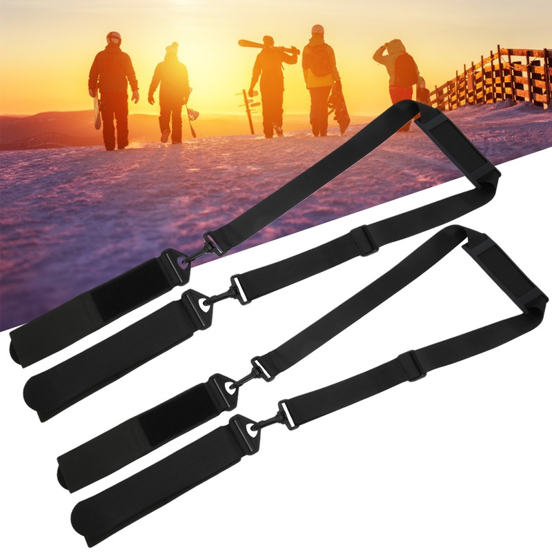 2Set Snowboard Shoulder Straps Handle Double Skis Fixing Strap Sleigh
