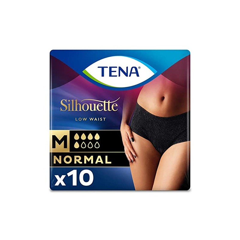Tena Silhouette Normal Noir Pads, Pack of 10