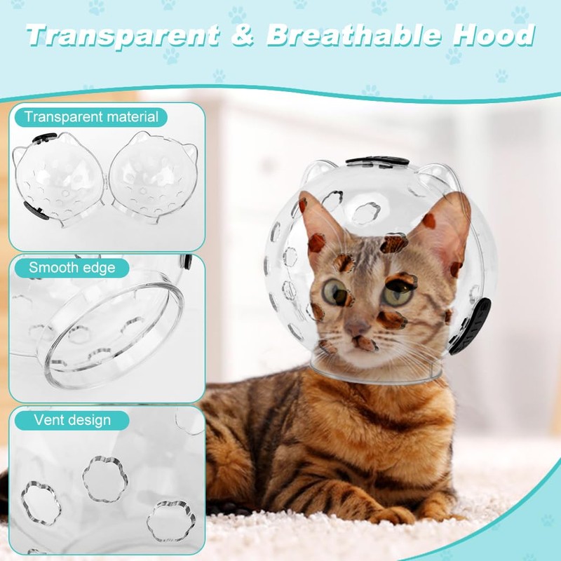 Velarionna Cat Muzzle for Grooming, Adjustable Breathable Transparent Cat Astronaut