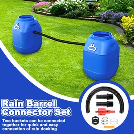 Water Butt Connector Pipe Link Kit with 2 Rubber Seal & 2 Hose Clamps, 25mm Flexible Connection, 100 cm Conection Hose for Fitting Joining 2 Water Storage Tanks, Rain Barrels Together