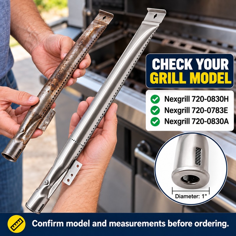 2-Pack Stainless Steel BBQ Grill Burner Tubes for Nexgrill 720-0830H