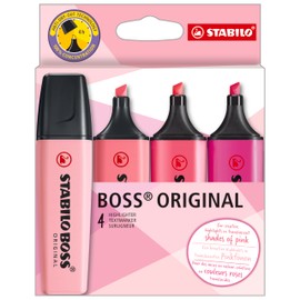 STABILO Boss Original Highlighters Shades of Pink Pack of 4