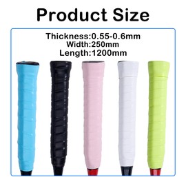 Lonmanui Racket Overgrip Tape, 5 Pack Multicoloured Racquet Over Grip Anti Slip Overgrip,Replacement Grip Tape Squash Grips for Tennis Racket,Badminton, Anti Slip Perforated Super Absorbent Grips