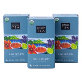 Hawaiian Natural Tea Organic Maui Lavender Earl Grey Tea Bags - Premium Black Tea - Antioxidant Rich - 60 Tea Bags