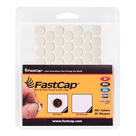 FastCap - Screw Hole Covers, 9/16" (14mm) Round Stickers - Professional Woodworking, Furniture, and Cabinetry Projects. 5 - Sheets (265-Caps) - Solid PVC, Color - Almond