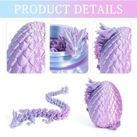 3D Dragon in Egg Fully Articulated Crystal Dragon with Egg Flexible Joints Home Decor Executive Desk Toys Home Office Decor Executive Desk Toys (dreamy blue)