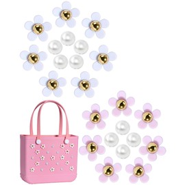 Mon Caramel 21PCS Resin Beach Bag Accessories Charms,Resin Beach Totes Accessories Inserts,Daisy Flower Bag Charms