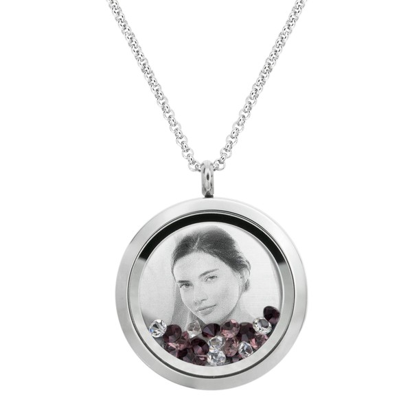 Dreambell Stainless Steel Personalized Custom Photo Engraving Crystal 30mm Round