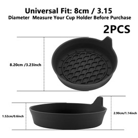 2-Pack Car Cup Holder Coasters, Universal Removable Waterproof Spill-Proof Cup Holder Insert for Most Vehicles, Car Interior Accessory
