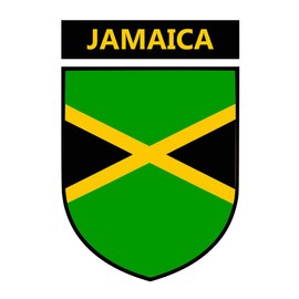 TENNER.LONDON Set of 5 Jamaican Flag Crest Iron on Screen Print Fabric Applique Machine Washable Transfer Jamaica Crest