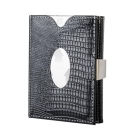 LIULIHUA LLH Leather Trifold Wallet - RFID Blocking with Stainless Steel Locking Clip Wallet, Minimalist Front Pocket RFID Blocking Credit Card Holder (Yellow) (Black-B)