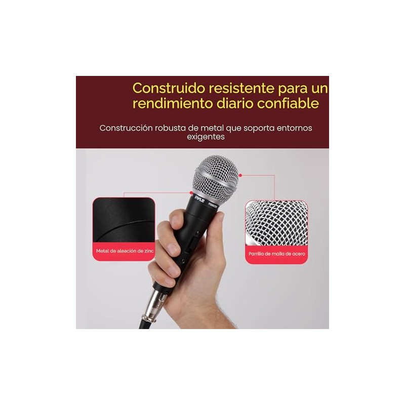 Pyle PDMIC59 - Micrófono vocal dinámico profesional, micrófono de mano