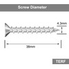 TERF® PVC Window Screw 4.3mm X 38mm Philip Drive Flat