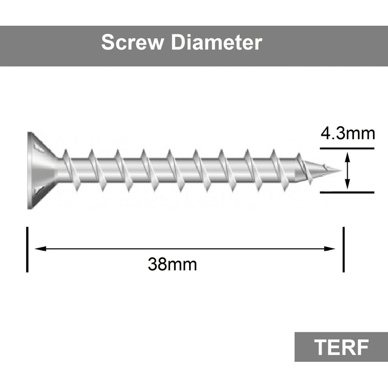TERF® PVC Window Screw 4.3mm X 38mm Philip Drive Flat