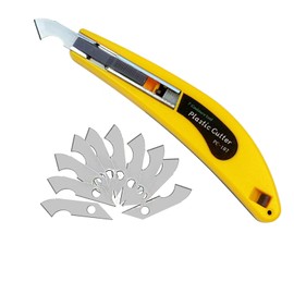 Professional Acrylic Plexiglass Sheet Cutter Scoring Knife Tool,With a Curved Handle,It Is More Convenient To Use.One handle,11 blades.(Yellow)