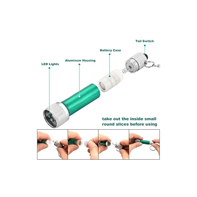 Honoson 30 Pieces Mini Led Flashlight Keychain Portable 5 Bulb