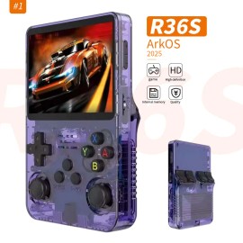 In Stock 128GB R36S Retro Handheld Game Console Linux System 3.5inch Screen 64GB Portable Pocket Video Game Console R36S 2024color: Crystal Purple, capacity: 64gb ---15000 + games, screen size: 3.5inch
