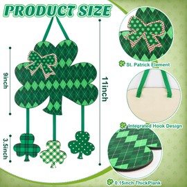 Wooden St. Patrick's Day Decoration Door Wreath for Front Door Sign Wall Signs Shamrock Clover Spring Decoration, Irish Sign Welcome Hanging for Home Wall Decor Party Outdoor Indoor Supply Shamrock