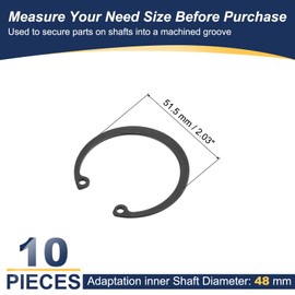 PATIKIL 10 Pcs Internal Retaining Rings, 48mm C-Clip Snap Ring 65 Manganese Steel Internal Retaining Circlip Snap for Automotive Grooved Shafts Stud