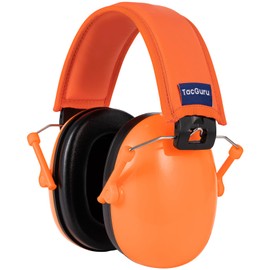 TacGuru 130 Solid Color Edition - Kids Hearing Protection Safety Earmuffs - Passive Noise Reducing Ear Protection for Kids - Neon Orange