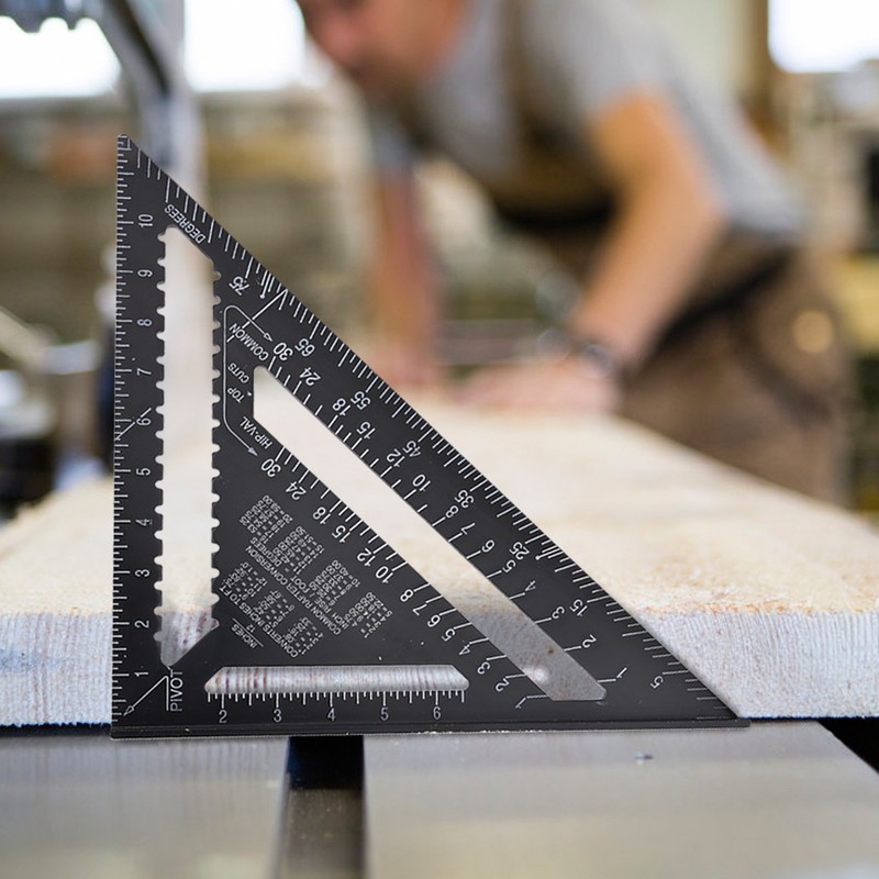 12 inch Black Aluminium Right Angle Triangle Ruler Rustproof Protractor