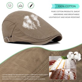 BUDUBIBI Cotton Beret Men's Peaked Cap Summer Newsboy Flat Cap Men's Summer Hat Adjustable Cabbie Beret Cap, Light khaki