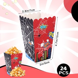 SAVITA 24pcs Popcorn Boxes, 4.72x2.76x1.97in Red Black Cartoon Popcorn Bag Containers Creative Candy Snack Food Containers Game Theme Party Supplies for Home Movie Theater