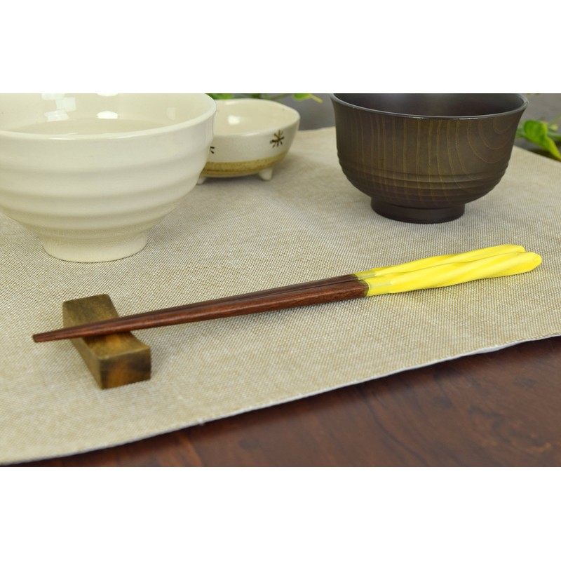 Aoba Chopsticks Natural Wood, Candy Ball Thread, Yellow, 9.1 inches