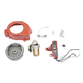Electric Start Kit for Honda GX160 GX200 5.5HP 6.5HP Engines - Starter Motor, Flywheel, Charging Coil, Ignition, Key Switch Box, Fan Cover Shroud