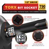 KIRXST 1/2" Drive T90 Torx Bit Socket, 6 Point Star
