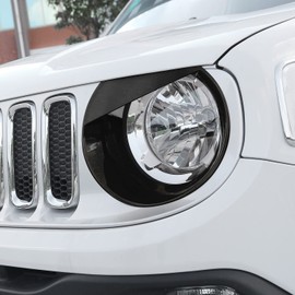 Angry Bird Front Headlight Bezels Trim Cover for Jeep Renegade 2015 2016 2017 2018 (Black)