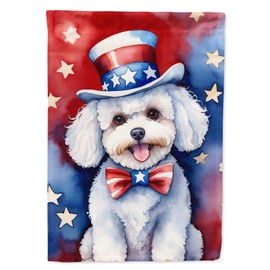 Caroline's Treasures DAC5659CHF Bichon Frise Patriotic American House Flag Large Porch Sleeve Pole Decorative Outside Yard Banner Artwork Wall Hanging, Polyester, House Size, Multicolor