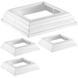 YOFAPA 4 Pcs Vinyl Post Skirts - 4x4 Split Style Vinyl Fence Post Skirts, White Post Sleeves, Vinyl Column Wraps for Outdoor Vinyl Stair Rails, Two-Piece England Base Trims for Porch