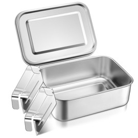 Joyfair Lunch Box with Compartments, 850 ml Stainless Steel Bento Box with 2 Removable Compartments for Adults and Children, Lunch Box for Camping, Picnics, Travel and Work, Leak-proof & Dishwasher
