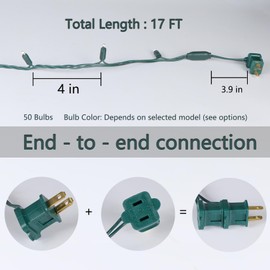 Encoidoz 50 LED 5MM Cool White Christmas Lights, 17FT Indoor/Outdoor String Light, Mini Lights for Garden, Patio, Christmas Trees - Green Wire, Commercial Grade, UL Listed
