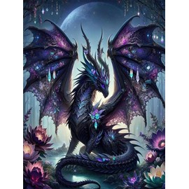 Ekuxom Dragon Diamond Art Kits for Adults, 5D Dragon Diamond Painting Kits for Adults Beginners, DIY Round Full Drill Diamond Gem Art Kits for Gift Home Wall Decor 12x16in