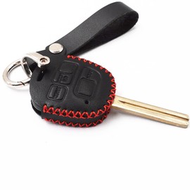 WFMJ Black Leather for Lexus Es300 Ls430 Lx470 Rx300 Rx330 Rx350 Rx400h Toyota Land Cruiser FJ Cruiser 3 Buttons Smart Remote Key Fob Case Cover Chain