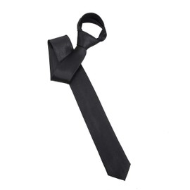 Dani Fashions® Men's Slim 4.5cm Plain Satin Tie - Formal Skinny Necktie (Black)