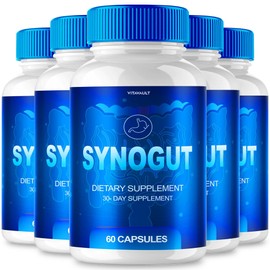 Vitavault (5 Pack) Synogut Digestive Health Support, 300 Capsules - Enhance Your Gut Health & Digestive System with Original Formula