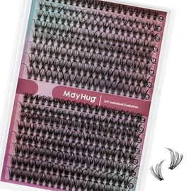 Mayhug Lash Clusters 320pcs 30D+40D DIY Eyelash Extension D Curl Individual Lashes 9-16MIX 0.07D Lash Clusters Extensions DIY Eyelash Extension Self Application at Home (30D+40D-0.07D-9-16mm)