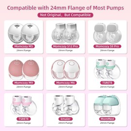 Flange Sizing Kit with 14PCS Flange Inserts 13/15/17/18/19/20/21mm, Nipple Ruler, Cleaning Brush, Flange Insert for 24mm Breast Pump，Flange Sizing Measurement Tool (21mm 8PCS for 24mm Flanges)