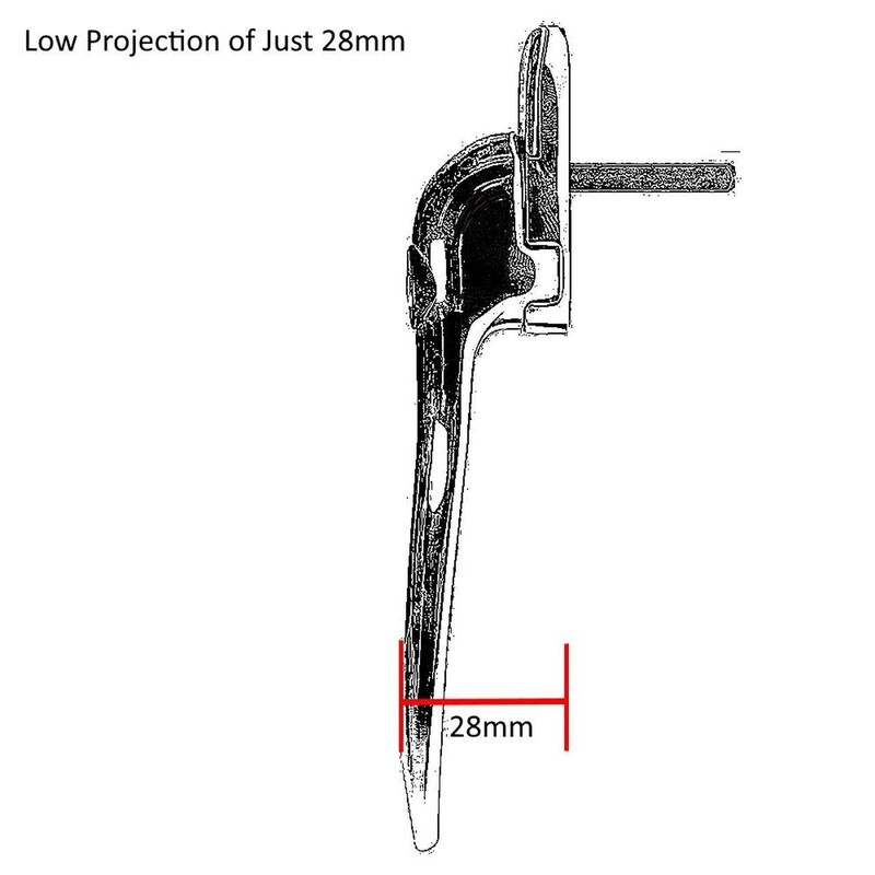 The Venetian Slimline Espag Window Handle in Polished Chrome -